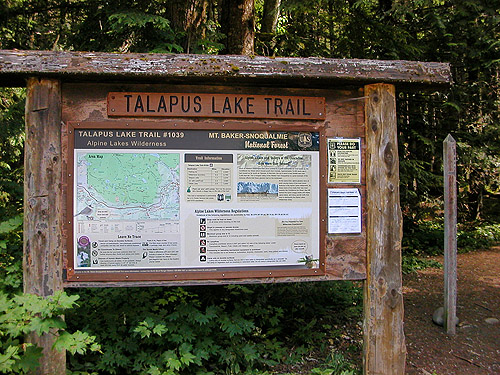 sign at trailhead for Talapus Lake, King County, Washington