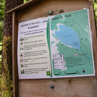 map sign by bridge, Talapus Lake, King County, Washington