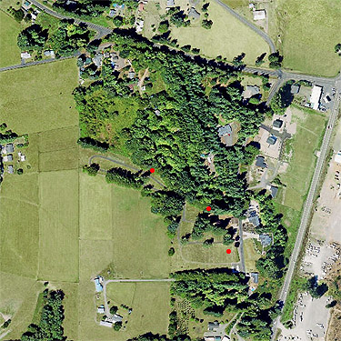 Whittle-Hubbard Cemetery, Castle Rock, Washington from air in 2023