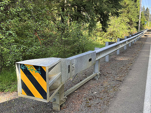 guardrail on East Hoquiam Road along East fork Hoquiam River, Washington
