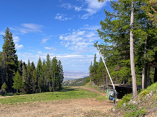 view downward toward Wenatchee, ski-runs area on Mission Ridge, Chelan County, Washington