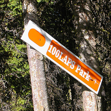 "Laps" sign, ski-runs above Mission Ridge resort, Chelan County, Washington