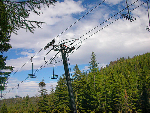 ski lift, ski-runs above Mission Ridge resort, Chelan County, Washington