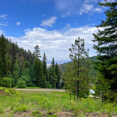 view down toward Wenatchee, ski-runs area on Mission Ridge, Chelan County, Washington