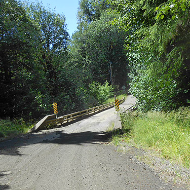 bridge over tributary of river, Upper Wishkah River spider sites, Grays Harbor County, Washington