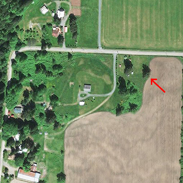 2016 aerial view of Van Zandt Cemetery west of Van Zandt, Whatcom County, Washington