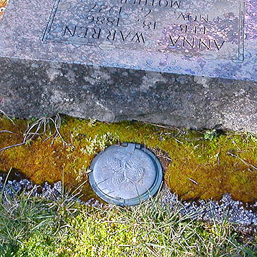 Recessed grave vase at Oakville Pioneer Cemetery, near Oakville, Washington