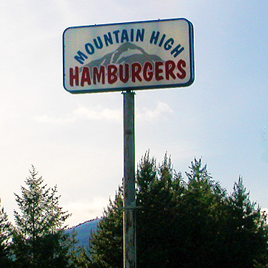 sign of Mountain High Hamburgers, Easton, Washington