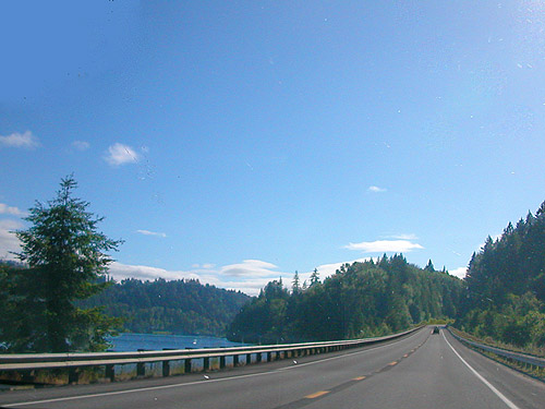 Causeway across an arm of Mayfield Reservoir, Lewis County, Washington