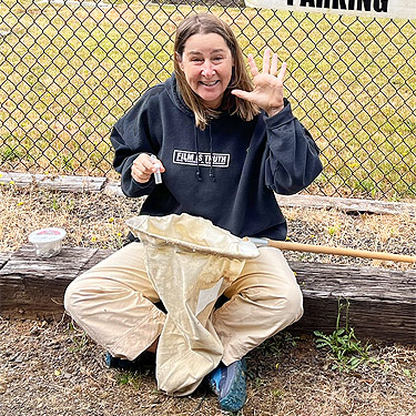 Kathy Whaley sorting a beat sample, St. John's (Wishkah) Cemetery, Grays Harbor County, Washington