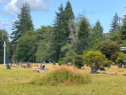 un-mowed mound in St. John's (Wishkah) Cemetery, Grays Harbor County, Washington