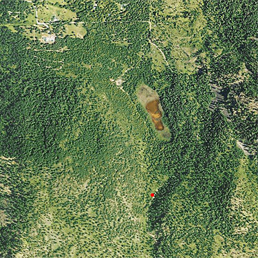 aerial photo of Mud Lake and Quartzite Mountain Trailhead NE of Chewelah, Washington