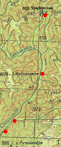 Color topo map of Skalistaya River headwaters with 2001 spider sites