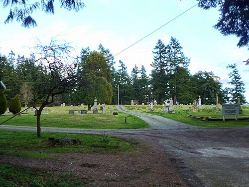 view of Bay View Cemetery, Skagit County, Washington from near entrance