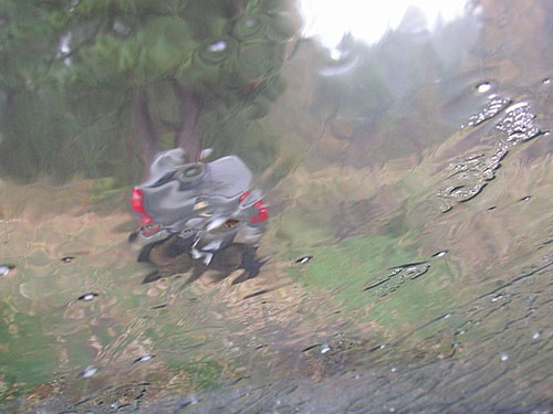 rain on windshield, Bear Lake Park, Spokane County, Washington
