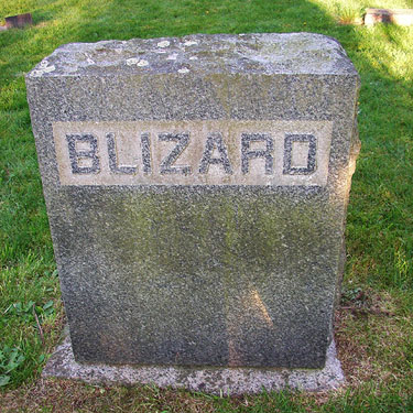 tombstone at Blizard family plot, Lummi Congregational Church cemetery, Lummi Island, Washington