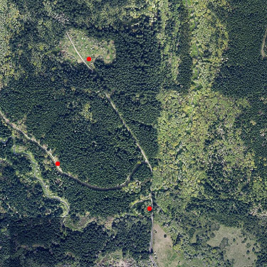 aerial view of Brim Creek field sites (near Vader, Lewis County, Washington) from 2013