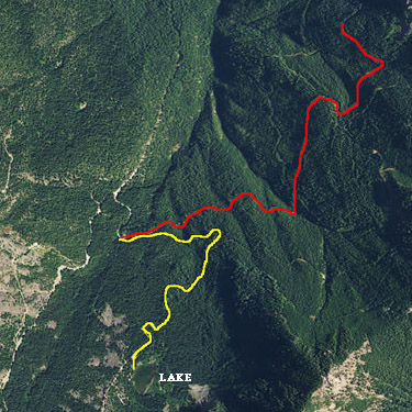 hiking tracks of 2 spider collectors on 27 June 2017, Cole Creek, south of Easton, Kittitas County, Washington