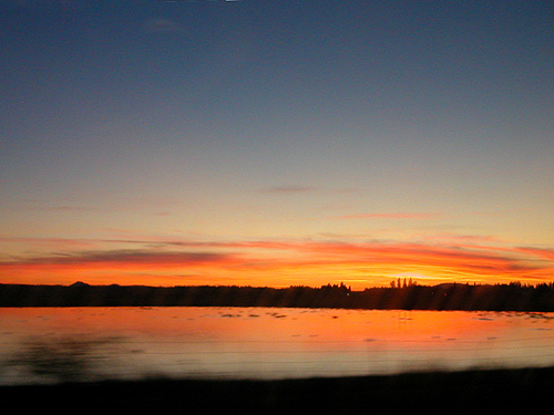 sunset from Interstate 5 near Skagit-Whatcom county line, 30 March 2016