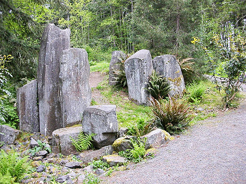 standing stones sculpture, Northwest Native Plant Garden, Point Defiance Park, Tacoma, Washington