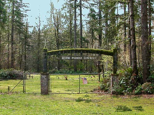 entrance gate of Delphi Pioneer Cemetery, Thurston County, Washington