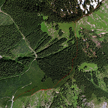 Evergreen Mountain, Snohomish County, Washington, 2012 aerial photo showing trail