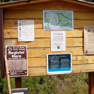 trailhead sign, Evergreen Mountain, Shohomish County, Washington
