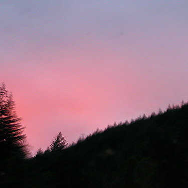 pink sky near Index, Washington on 21 August 2016