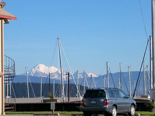 Mount Baker behind Anacortes Marina, Anacortes, Washington