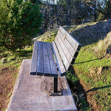 park-bench-like seat, Fidalgo Head, west of Anacortes, Washington