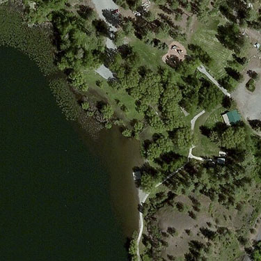 2012 aerial view of spider collecting sites, Fish Lake Park, Spokane County, Washington