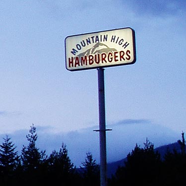 sign for Mountain High Hamburgers, Easton, Washington