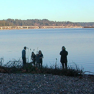 family at the beach, Fox Island Sandspit (Nearns Point), Pierce County, Washington