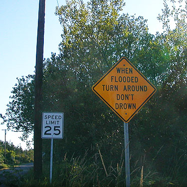 Don't Drown road sign, Central Park Drive near Friends Landing Park, Grays Harbor County, Washington