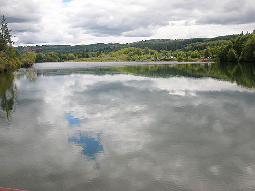Lake Quigg from west end bridge, circum-Lake-Quigg trail, Friends Landing Park, Grays Harbor County, Washington