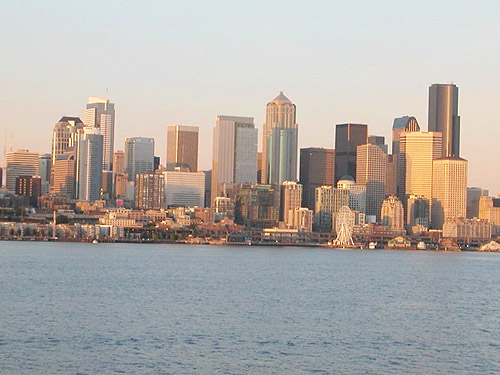 Seattle skyline from Bainbridge Island ferry, 30 May 2015