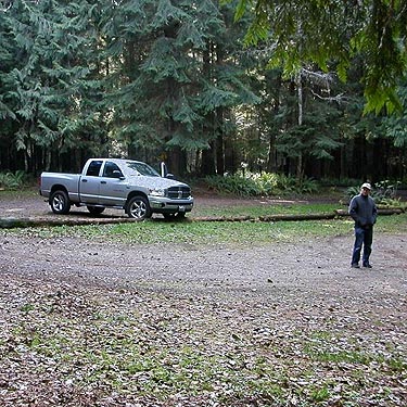 Alex Sturbaum in parking lot, Gibbs Lake County Park, Jefferson County, Washington