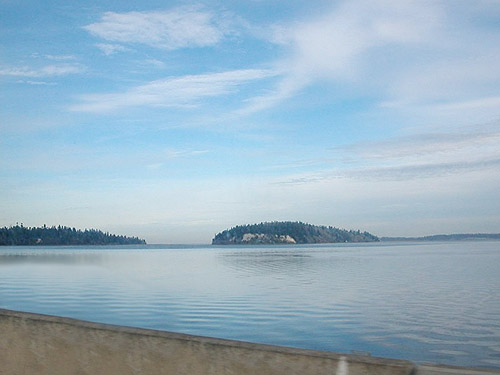 clouds and islands from Hood Canal Floating Bridge, 19 November 2014