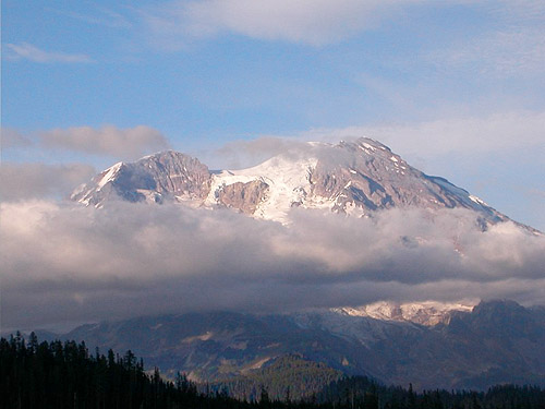 view of Mt Rainier from near trailhead, Glacier View Trail, Pierce County, Washington