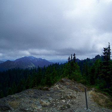 rainstorm approaching Glacier View peak, Glacier View Trail, Pierce County, Washington