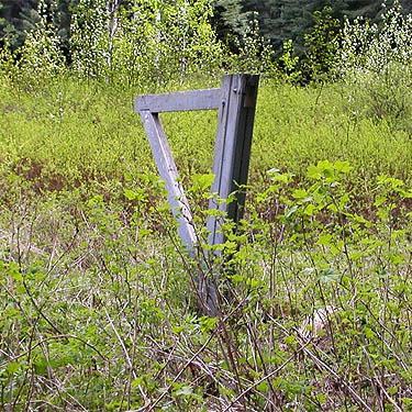 signpost of removed sign for Grasshopper Meadows Campground, Chelan County, Washington
