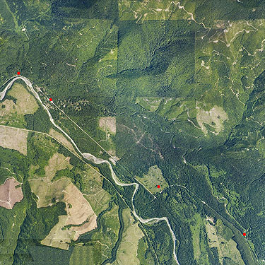 4 fall spider collecting sites near Greenwater, King County, Washington, 2015 aerial photo
