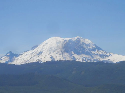Mt. Rainier seen from road to Kellty Butte Trailhead, King County, Washington