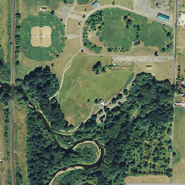 2009 aerial photo of Stan Hedwall Park, Lewis County, Washington