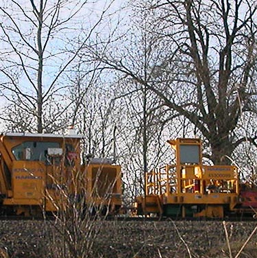track repair machinery on BN tracks, Stan Hedwall Park, Lewis County, Washington