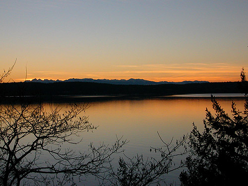 sunset from west shore of Camano Island, Washington on 10 January 1016