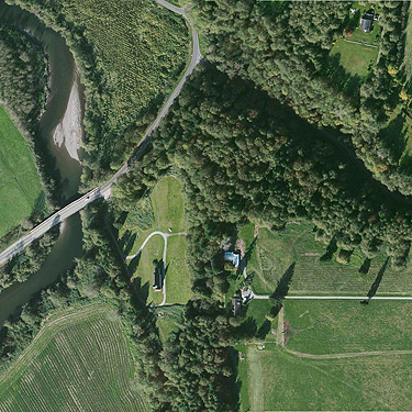 2007 aerial view, Jackson Gulch mouth, Snohomish County, Washington