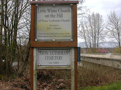 historic Zion church/cemetery sign, near Jackson Gulch mouth, Snohomish County, Washington