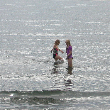 children in the surf, Jetty Island, Everett, Snohomish County, Washington