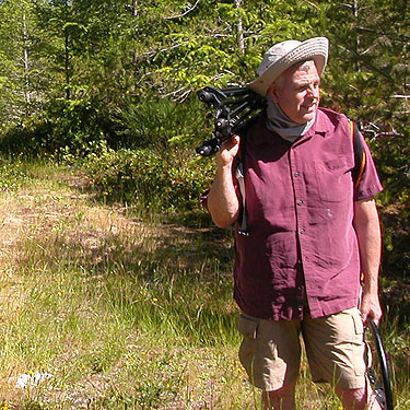 Ron Austin on abandoned logging road, south of Little Hanks Lake, Mason County, Washington